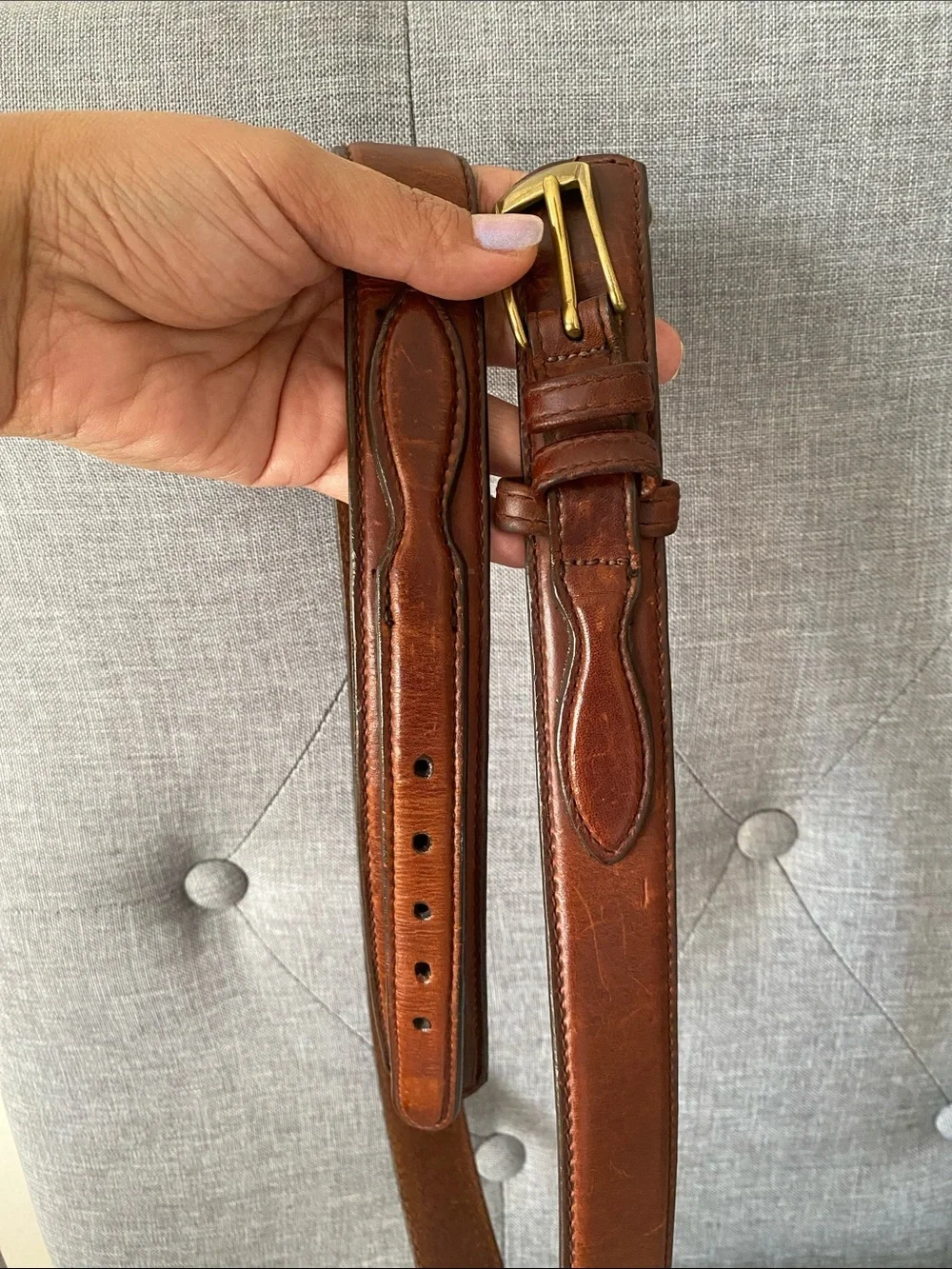 Lands’ End Bridle Strap Ranger Belt in Oak Bark Made In USA Cowboy Western